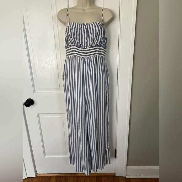 HYFVE Blue White Striped Wide Leg Jumpsuit Spaghetti Straps Size Large Preppy - Picture 1 of 13